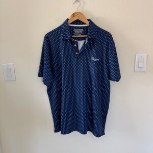 Barstool Sports Golf Performance Polo Shirt Men's 2XL Blue Star Pattern